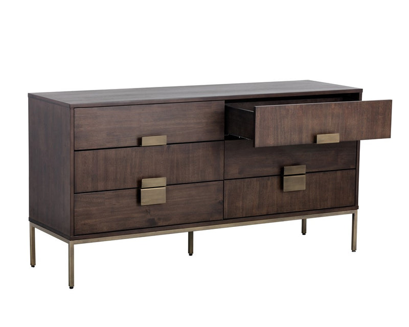 Brickell Dresser - Antique Brass - Dark Mango