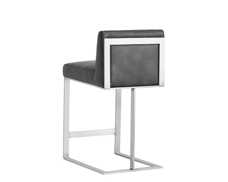 Drake Counter Stool - Stainless Steel - Grey