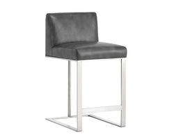 Drake Counter Stool - Stainless Steel - Grey