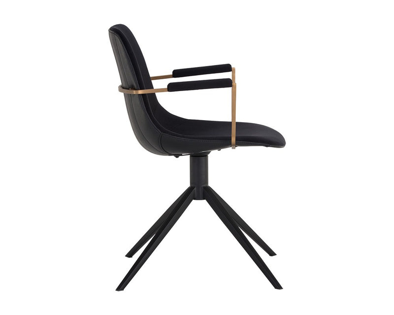 Kassius Swivel Dining Armchair - Black