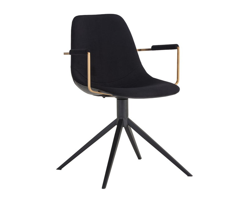 Kassius Swivel Dining Armchair - Black