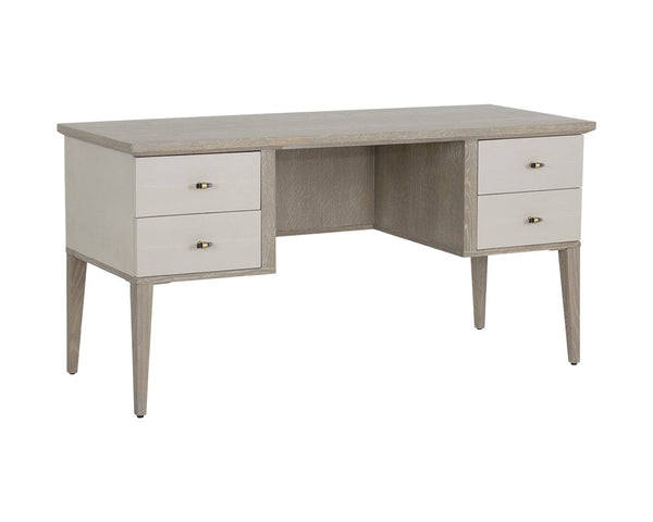 Downton Desk - White Ceruse - Cream Shagreen
