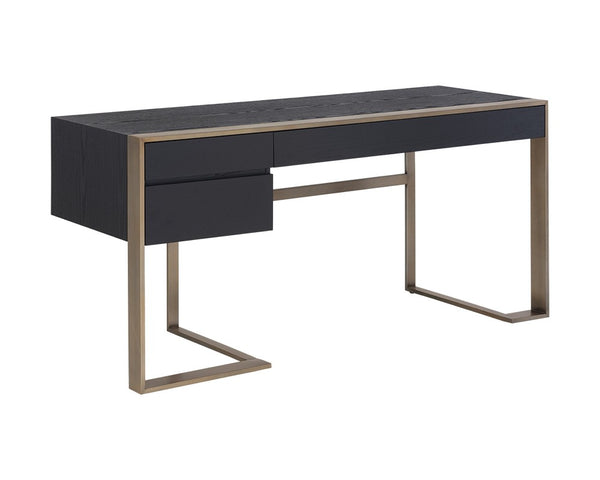Hamilton Desk - Antique Brass - Black