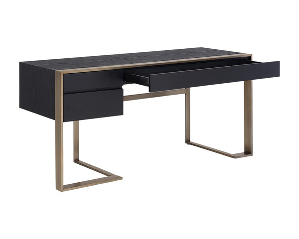 Hamilton Desk - Antique Brass - Black