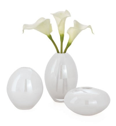 Mini Lustre Assorted 3 Piece White Glass Vase Set