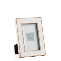 Gold Trim White Enamel 4 x 6" Photo Frame