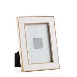Gold Trim White Enamel 5 x 7" Photo Frame