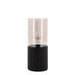 Onyx Base Smoke Glass Cylinder 8h" Tealight Holder