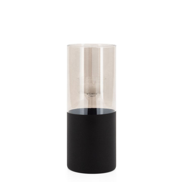 Onyx Base Smoke Glass Cylinder 8h" Tealight Holder