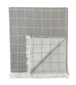 SAVILE WINDOWPANE THROW IN GRAY