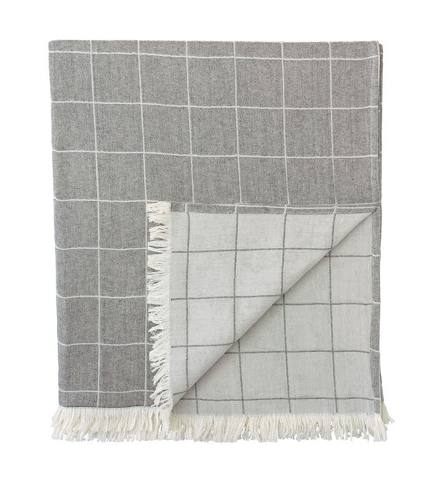 SAVILE WINDOWPANE THROW IN GRAY