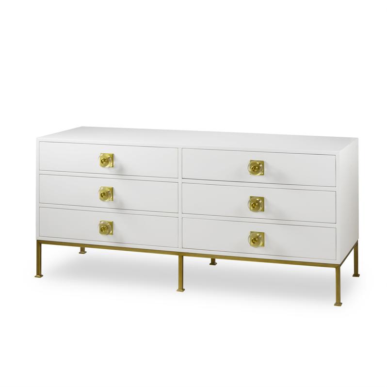 Formal 6 Drawer White Lacquer Dresser