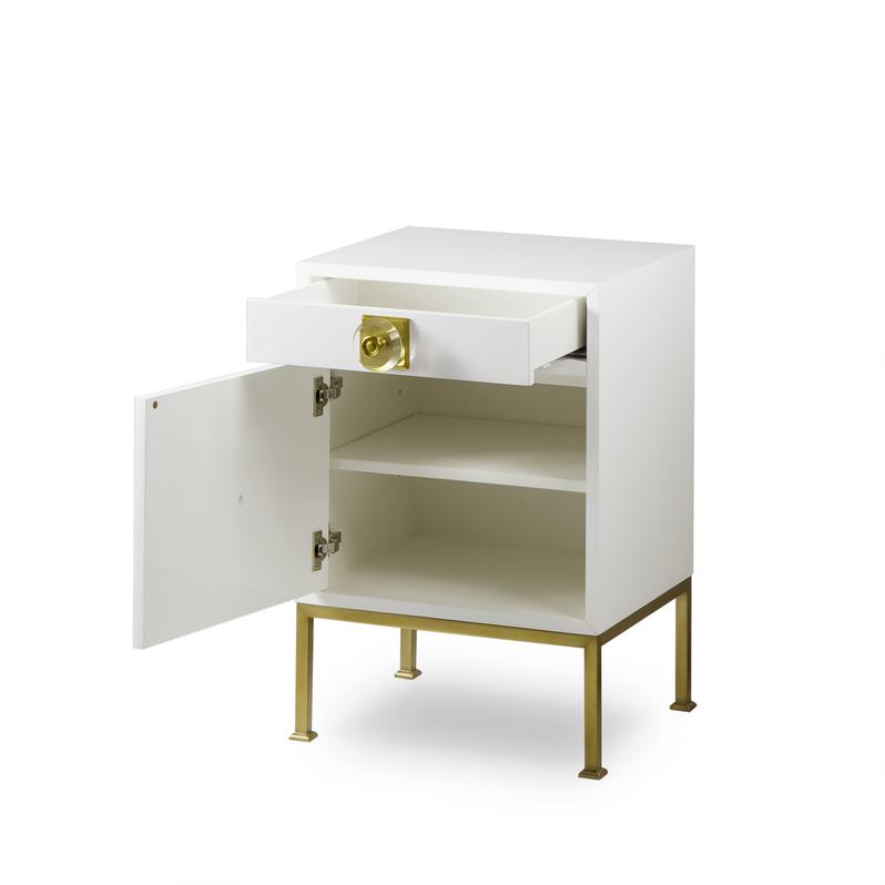 Formal White Lacquer Nightstand